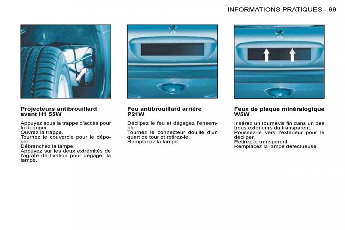 Peugeot 206 manuel du proprietaire / page 101