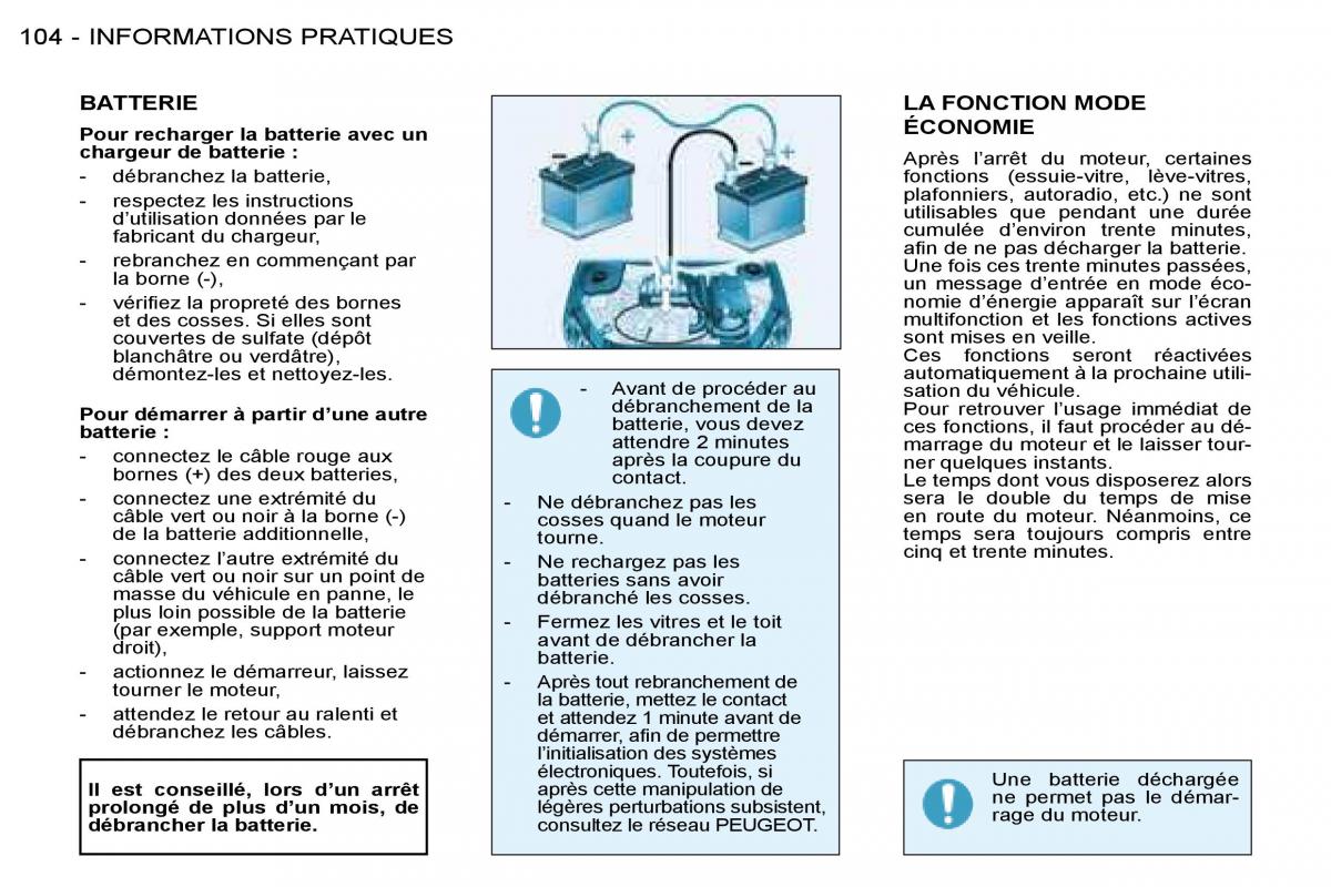 Peugeot 206 manuel du proprietaire / page 107