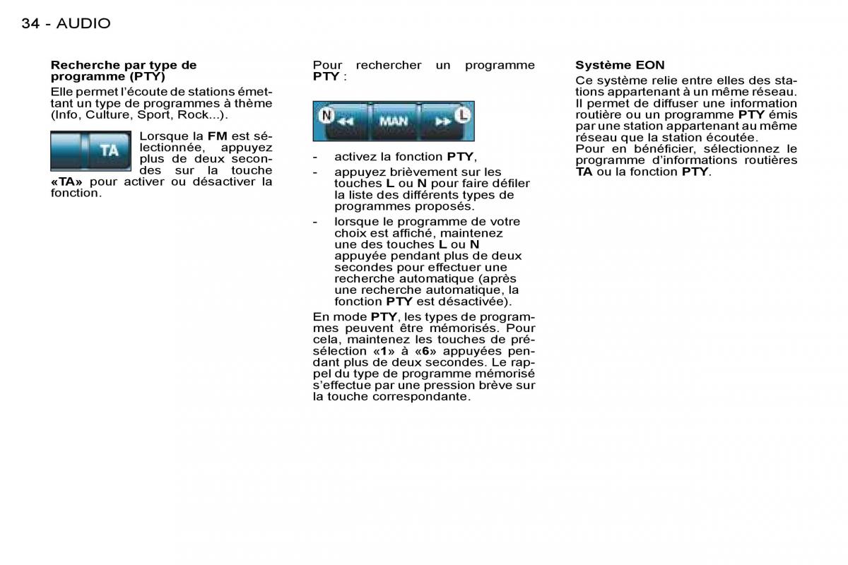 Peugeot 206 manuel du proprietaire / page 33