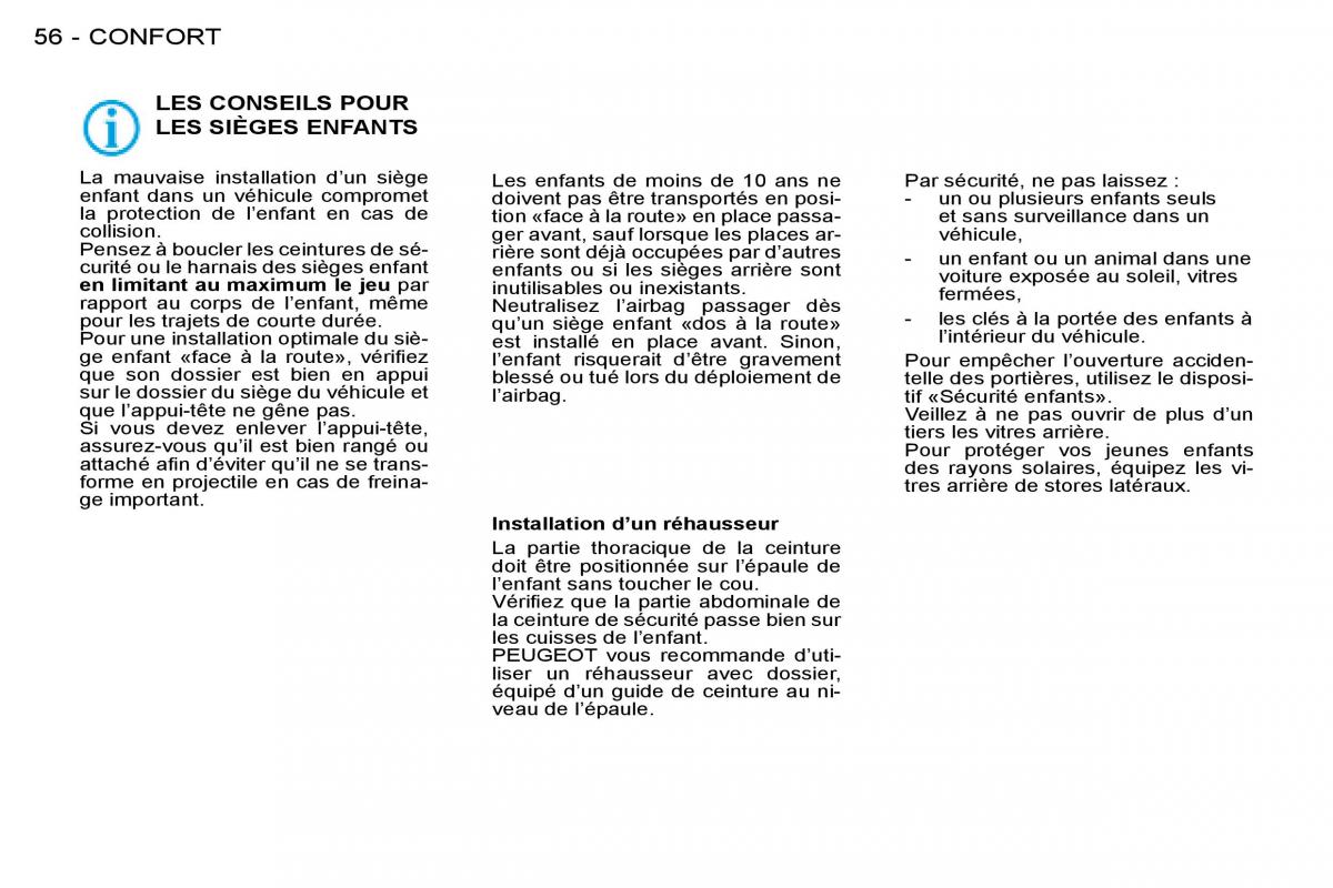 Peugeot 206 manuel du proprietaire / page 54