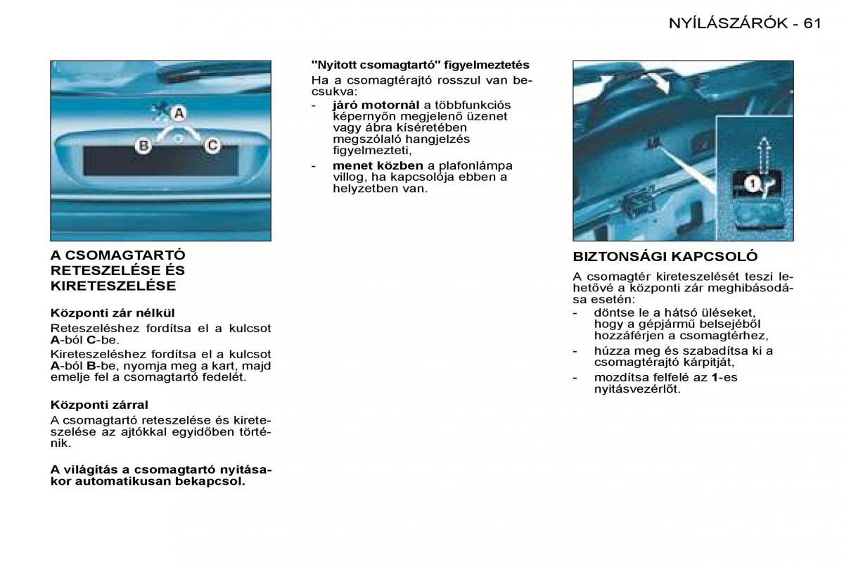 Peugeot 206 Kezelesi utmutato / page 64