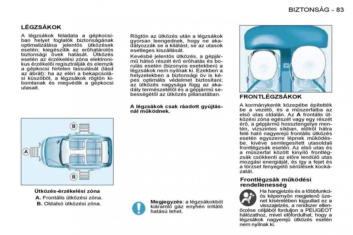 Peugeot 206 Kezelesi utmutato / page 88