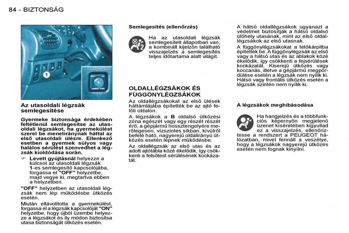 Peugeot 206 Kezelesi utmutato / page 89