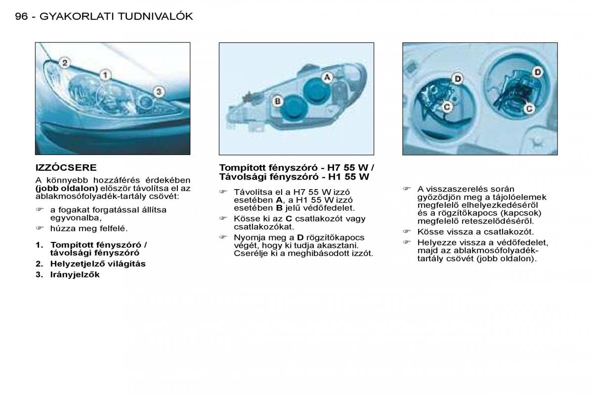 Peugeot 206 Kezelesi utmutato / page 102