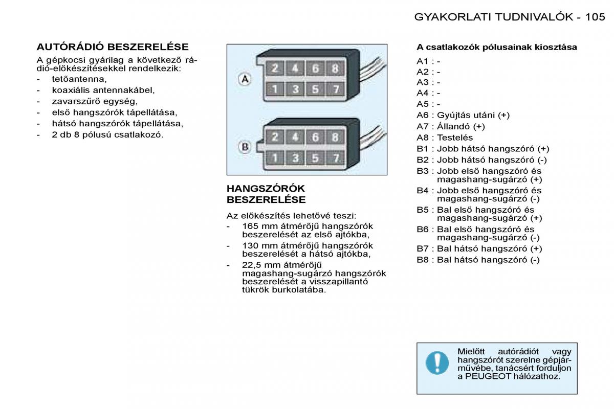 Peugeot 206 Kezelesi utmutato / page 112