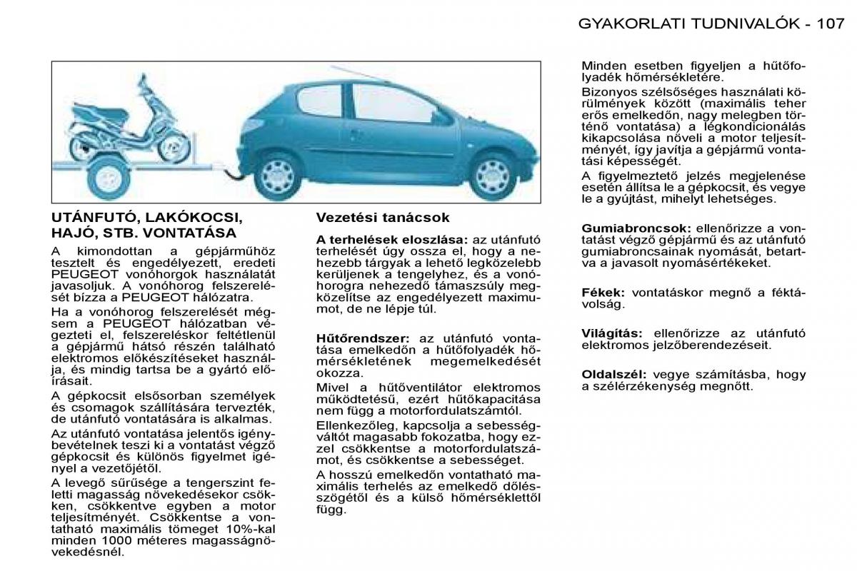 Peugeot 206 Kezelesi utmutato / page 114