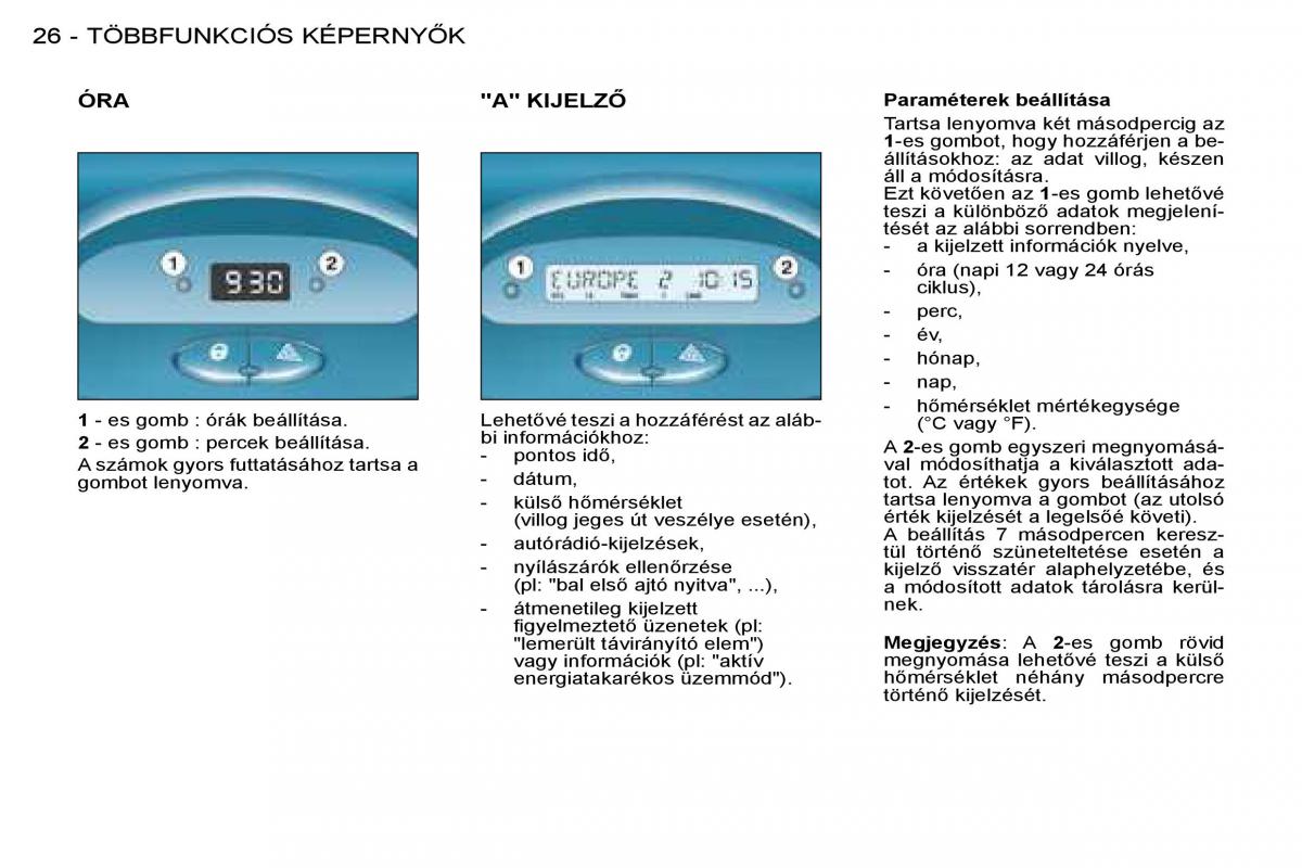 Peugeot 206 Kezelesi utmutato / page 24