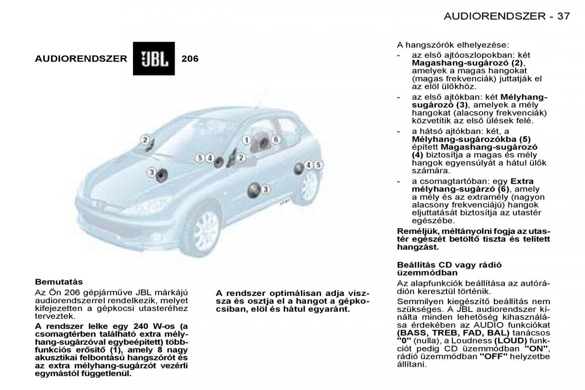 Peugeot 206 Kezelesi utmutato / page 36