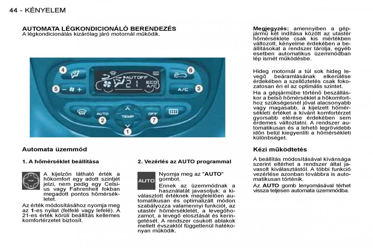 Peugeot 206 Kezelesi utmutato / page 43