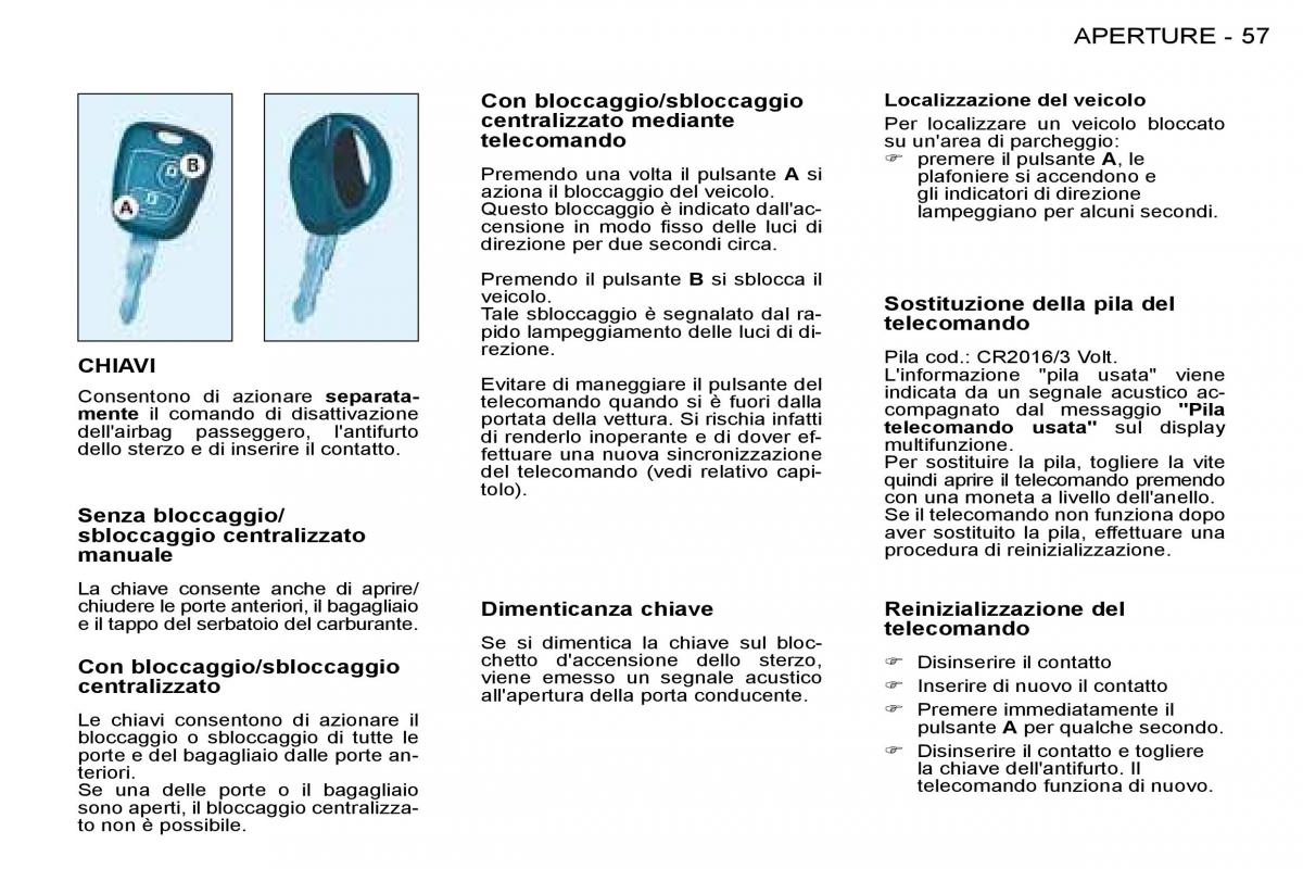 Peugeot 206 manuale del proprietario / page 59