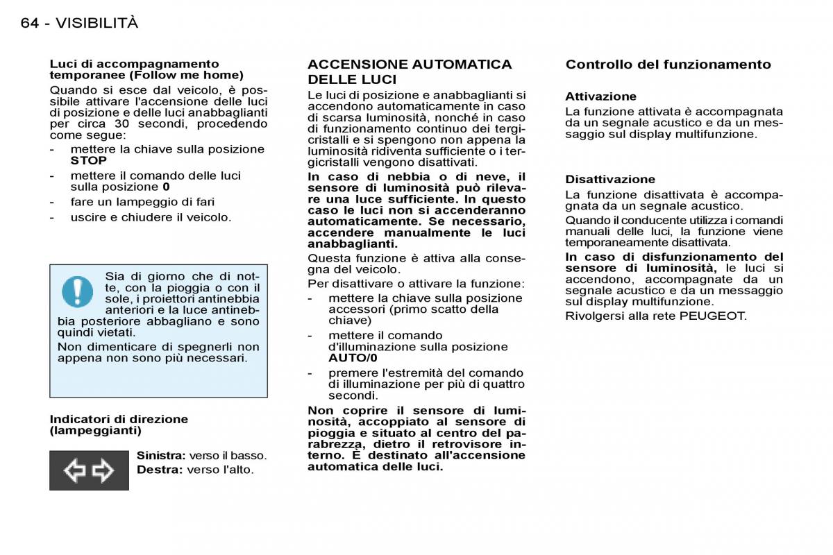 Peugeot 206 manuale del proprietario / page 66