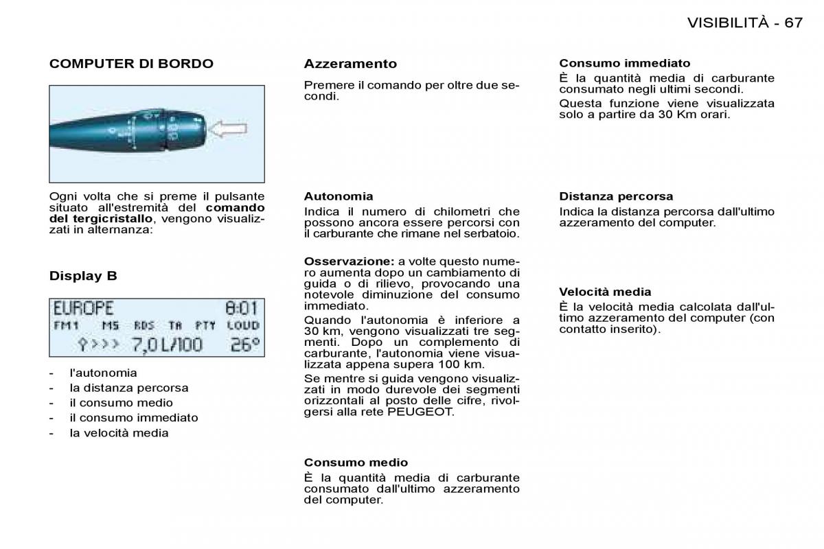 Peugeot 206 manuale del proprietario / page 69