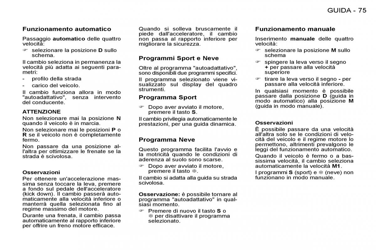 Peugeot 206 manuale del proprietario / page 77