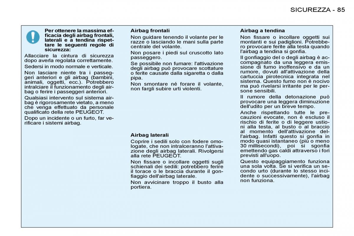 Peugeot 206 manuale del proprietario / page 88