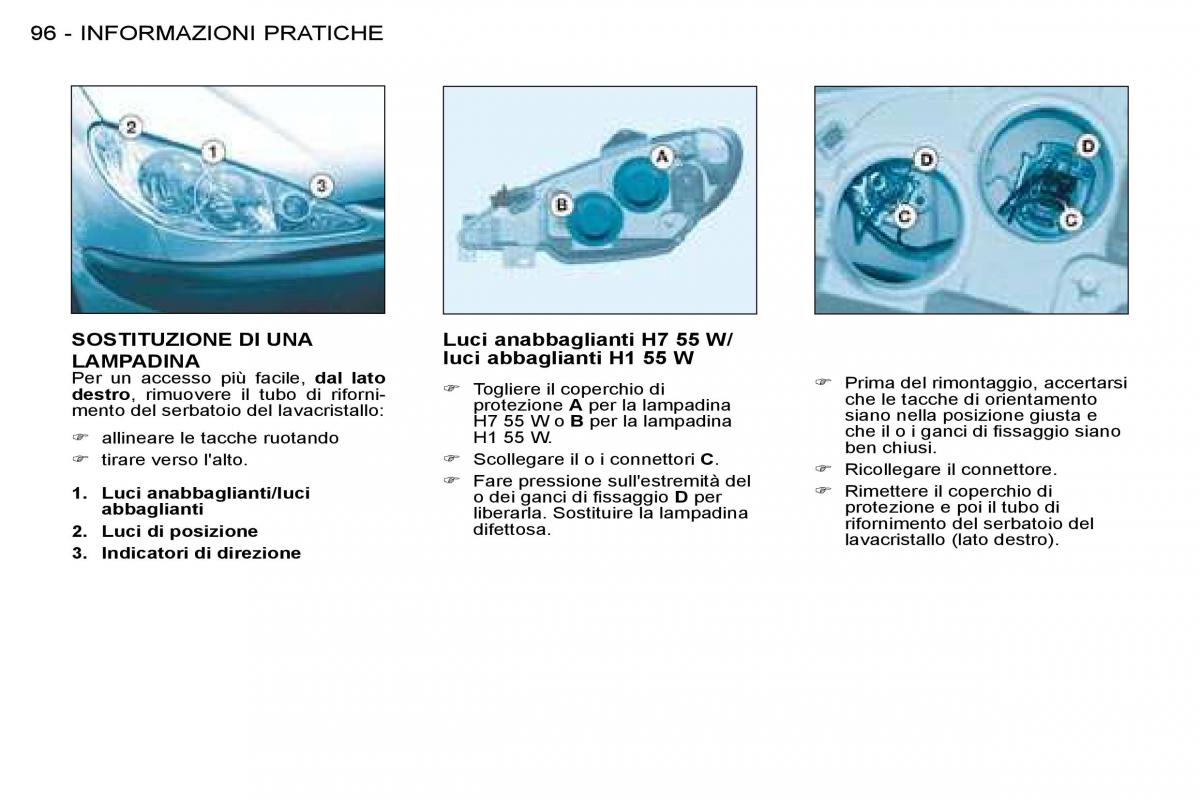 Peugeot 206 manuale del proprietario / page 100