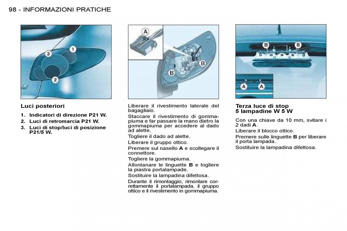 Peugeot 206 manuale del proprietario / page 102