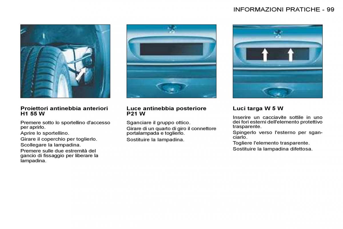 Peugeot 206 manuale del proprietario / page 103