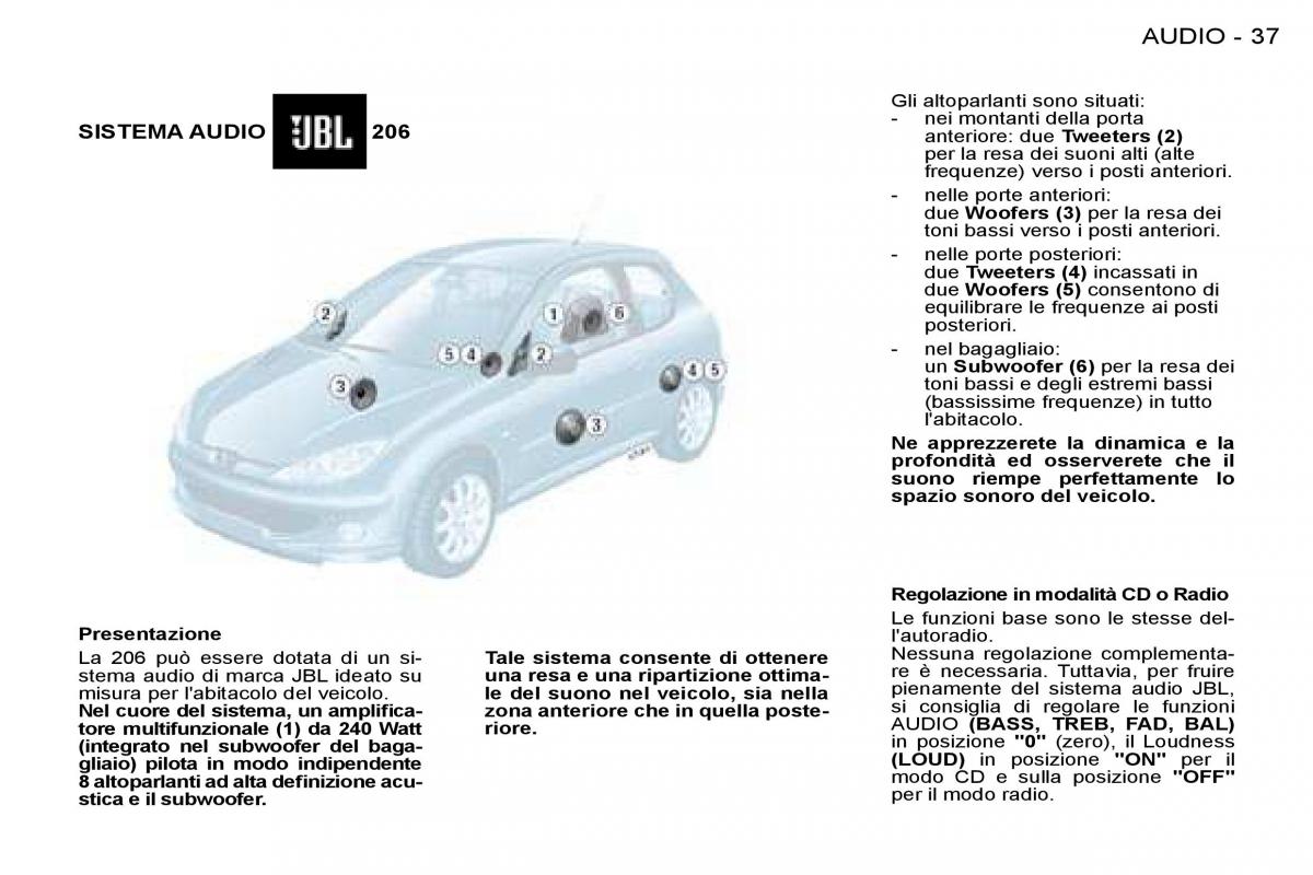 Peugeot 206 manuale del proprietario / page 36