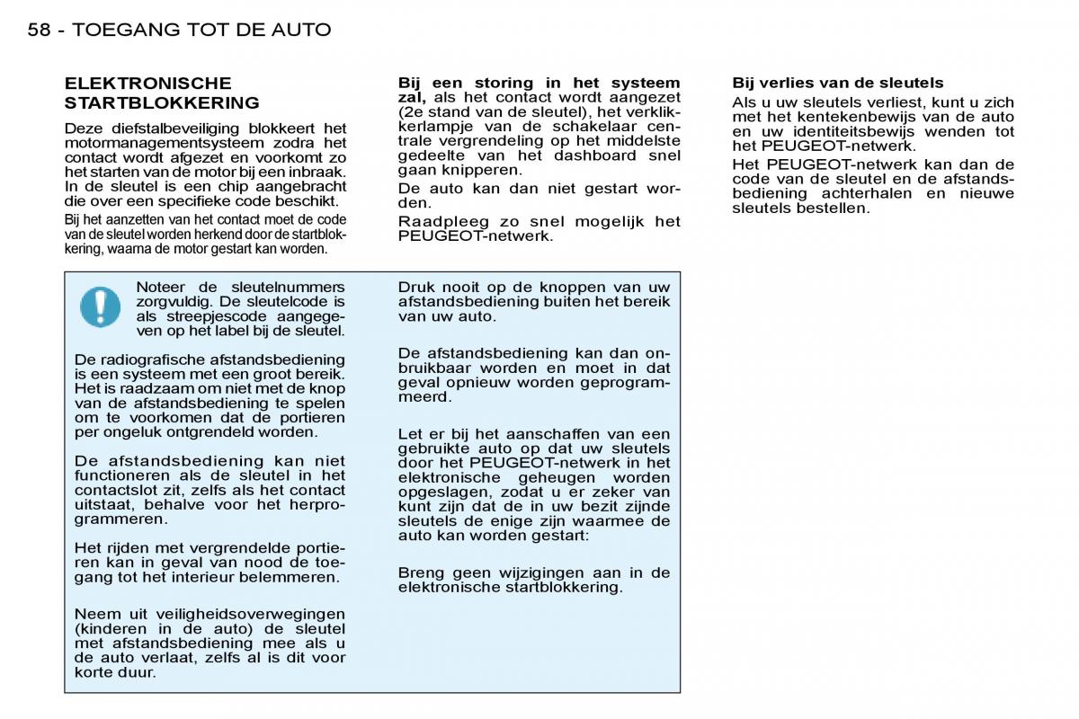 Peugeot 206 handleiding / page 60