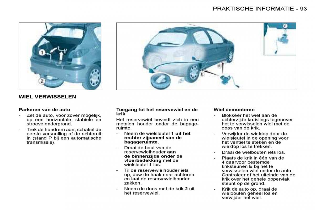 Peugeot 206 handleiding / page 99