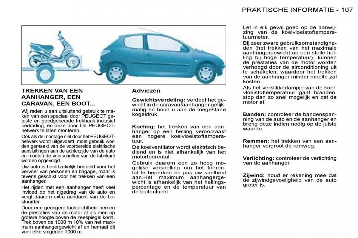 Peugeot 206 handleiding / page 114