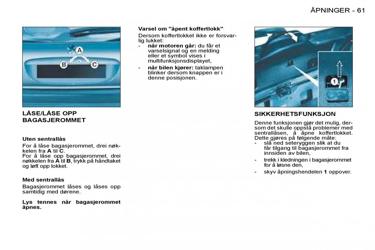 Peugeot 206 bruksanvisningen / page 64