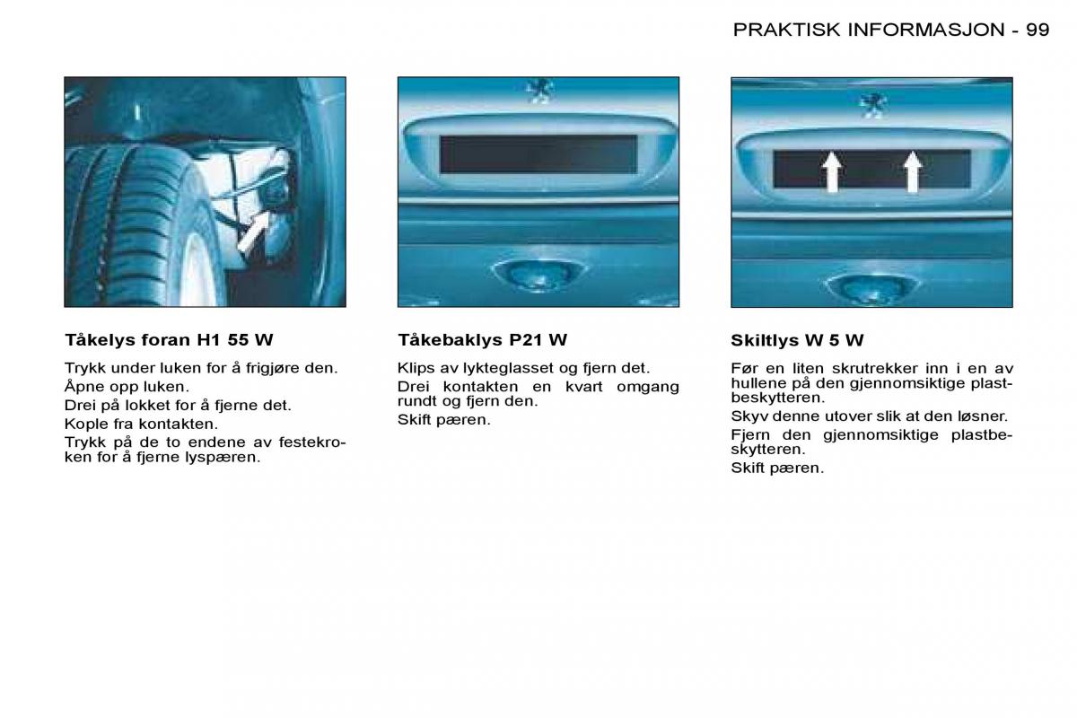 Peugeot 206 bruksanvisningen / page 105