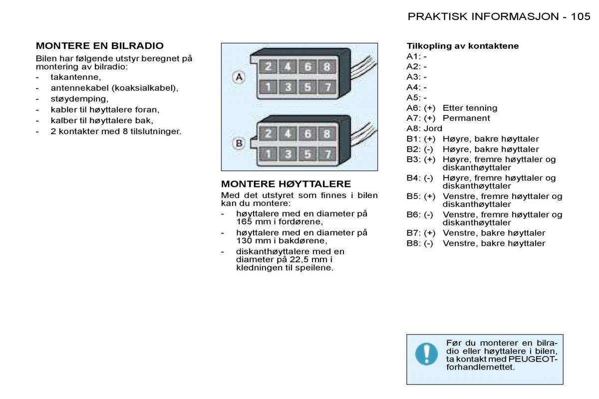 Peugeot 206 bruksanvisningen / page 112