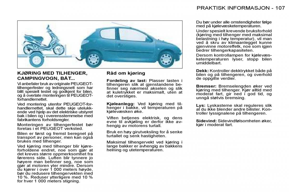 Peugeot 206 bruksanvisningen / page 114