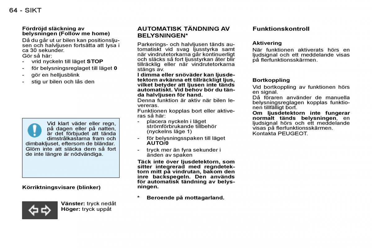 Peugeot 206 instruktionsbok / page 67