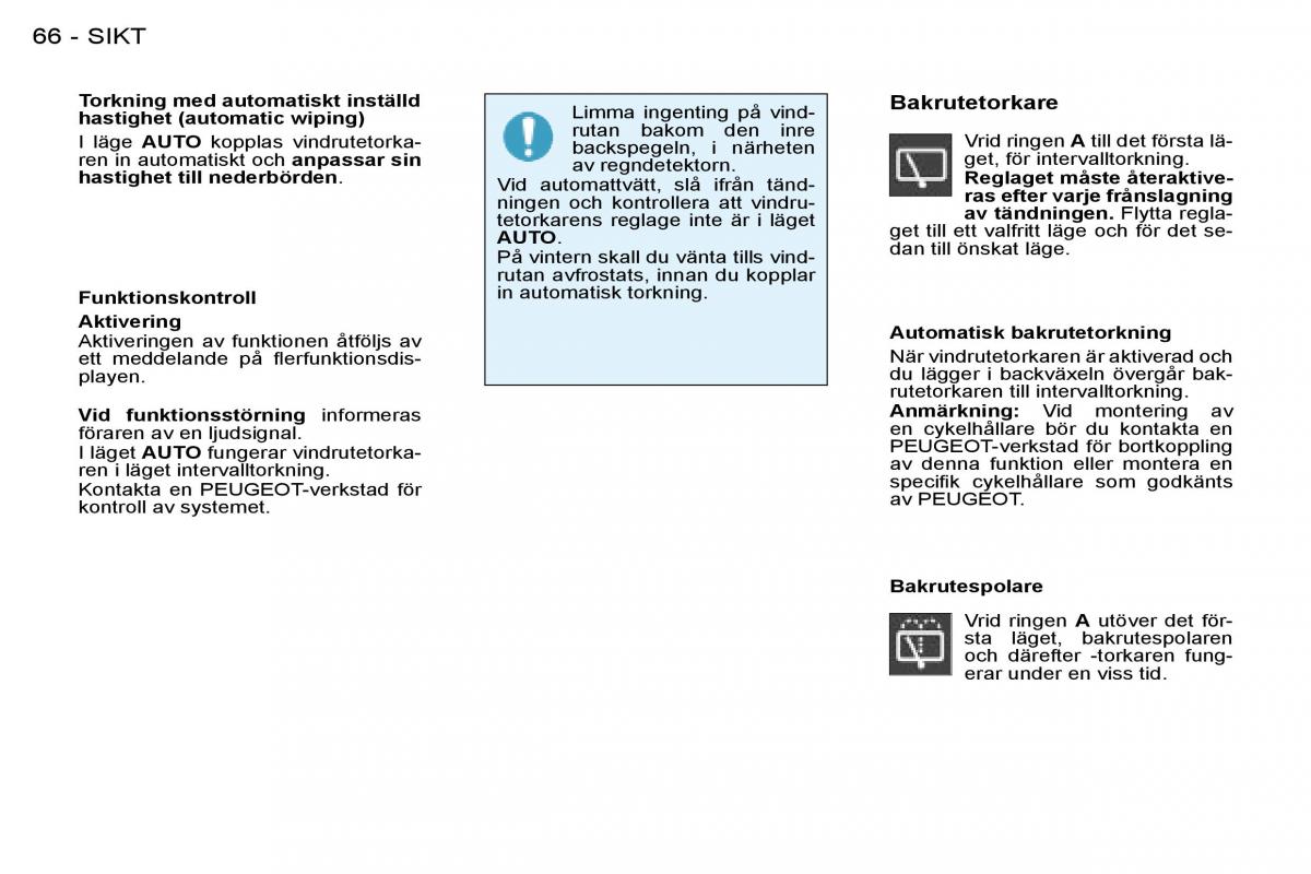 Peugeot 206 instruktionsbok / page 70