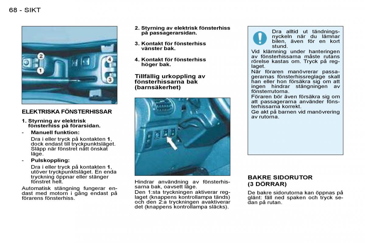 Peugeot 206 instruktionsbok / page 72