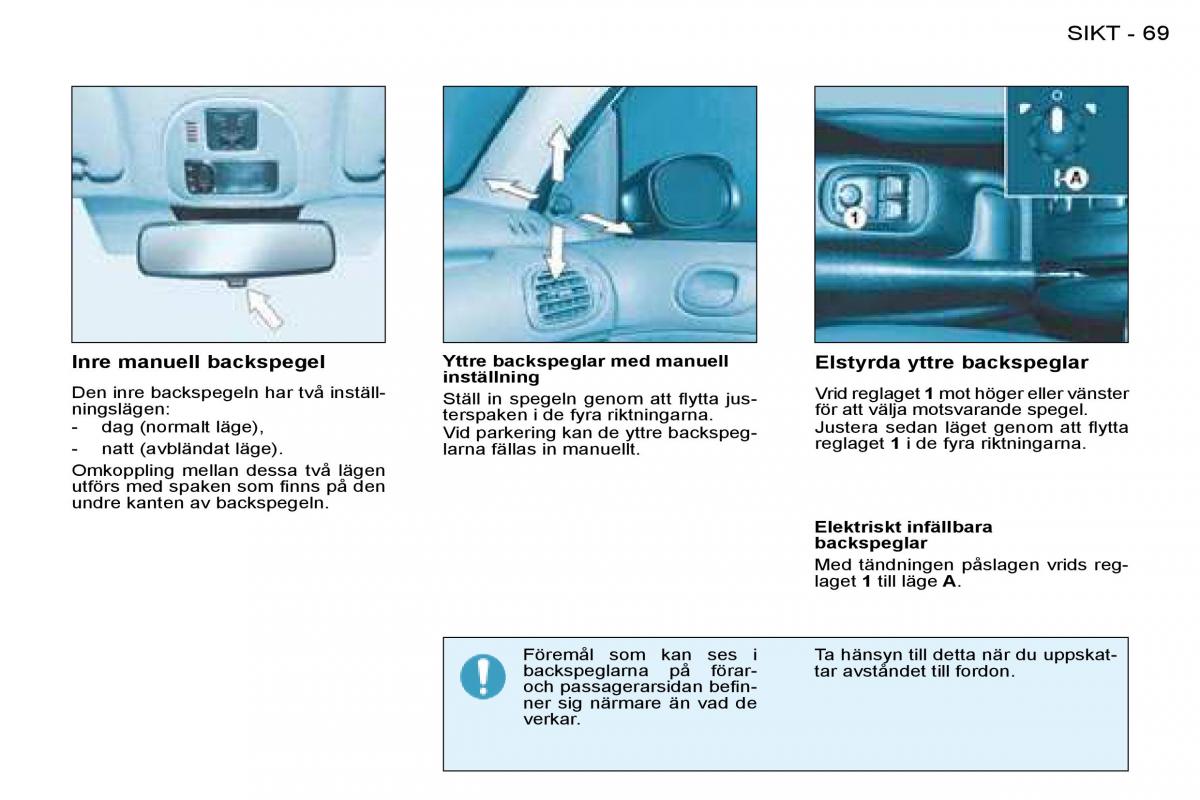 Peugeot 206 instruktionsbok / page 73