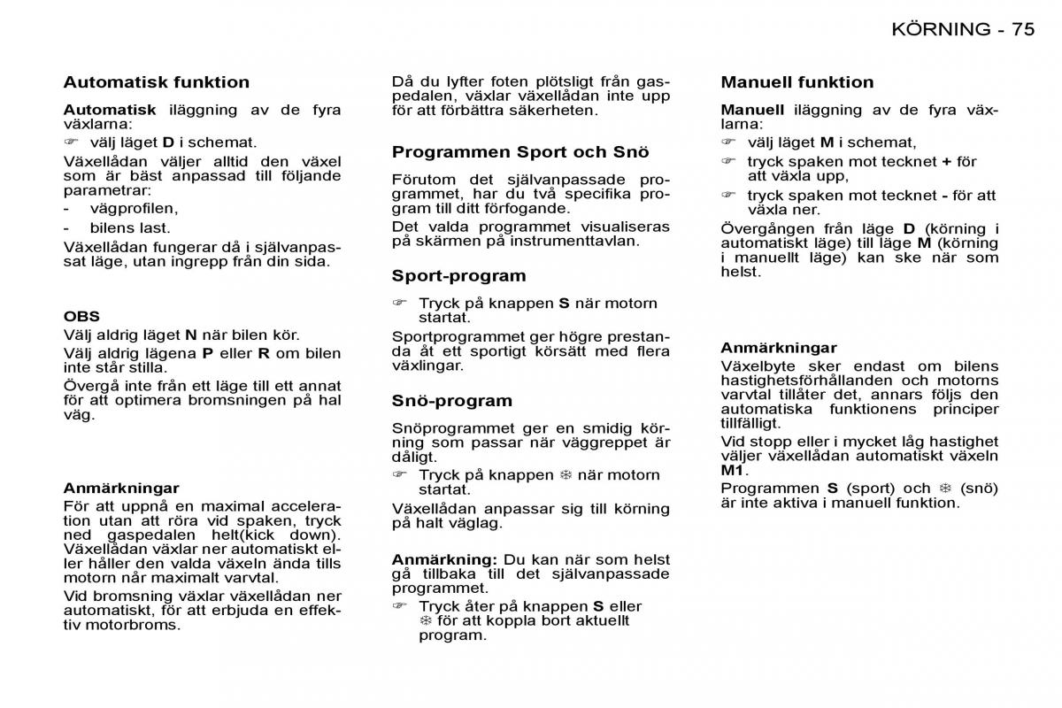 Peugeot 206 instruktionsbok / page 79