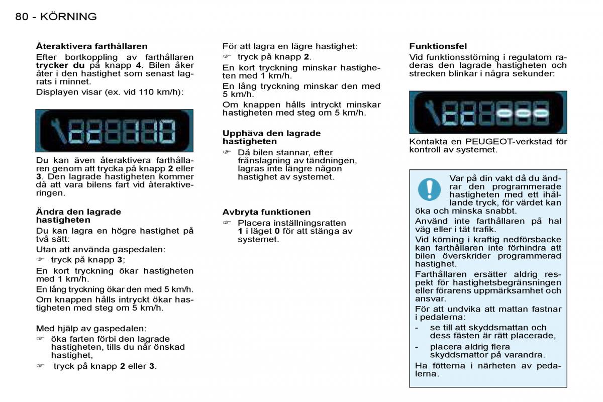 Peugeot 206 instruktionsbok / page 85