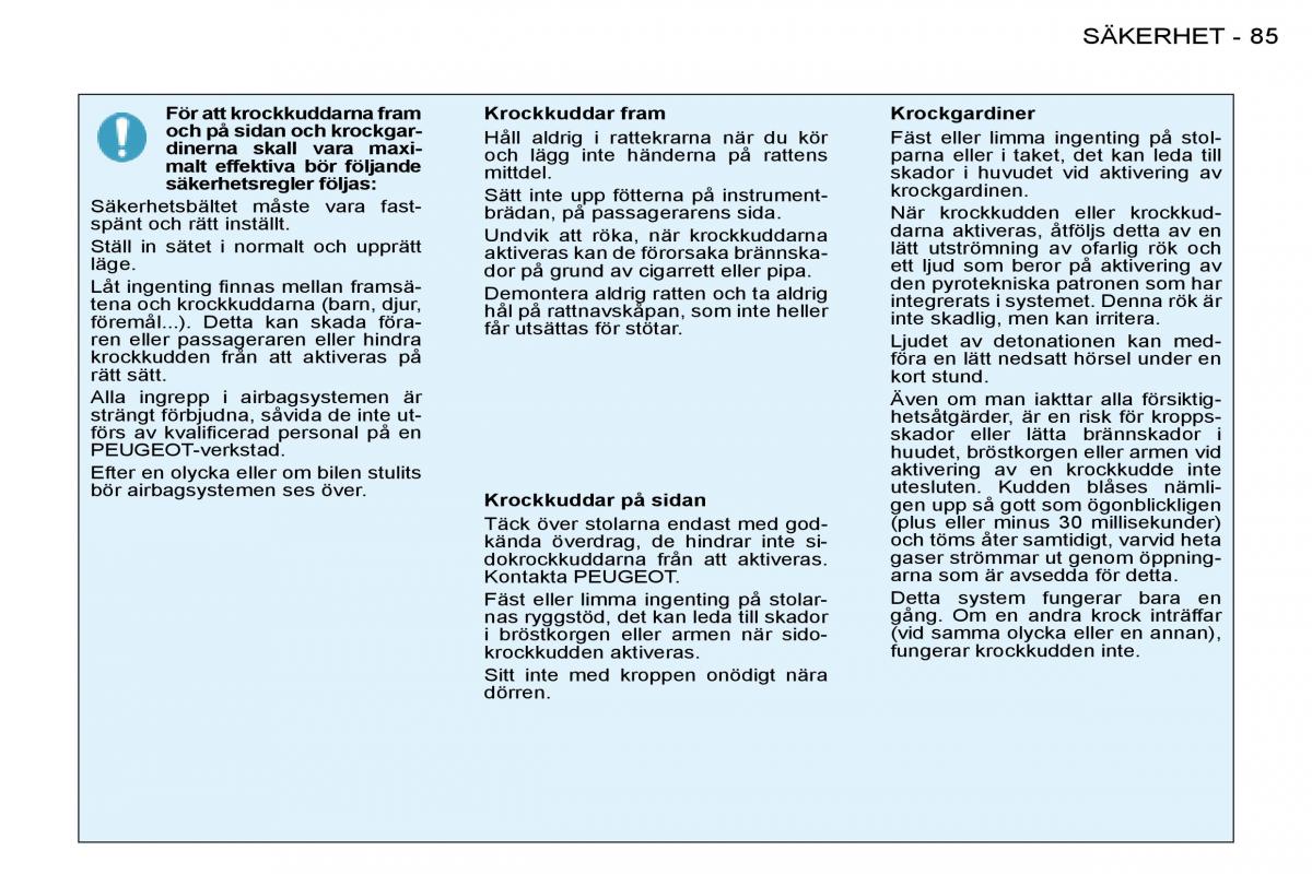 Peugeot 206 instruktionsbok / page 90