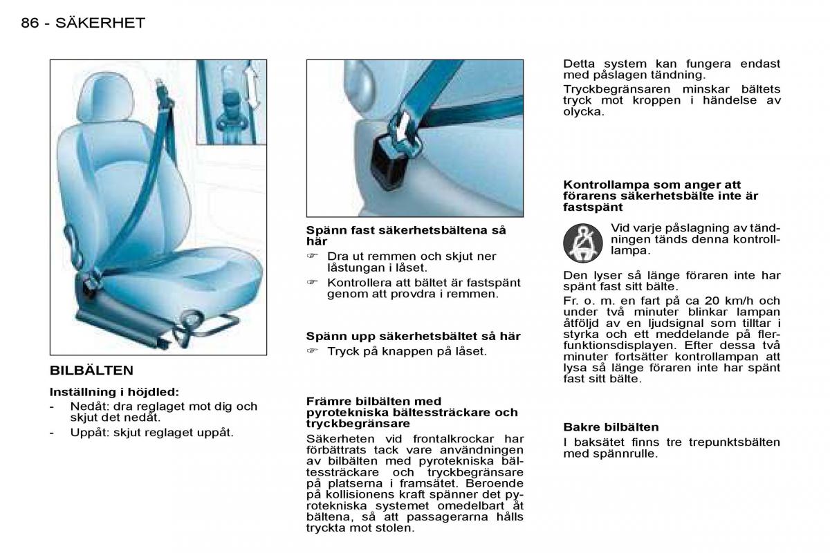 Peugeot 206 instruktionsbok / page 93