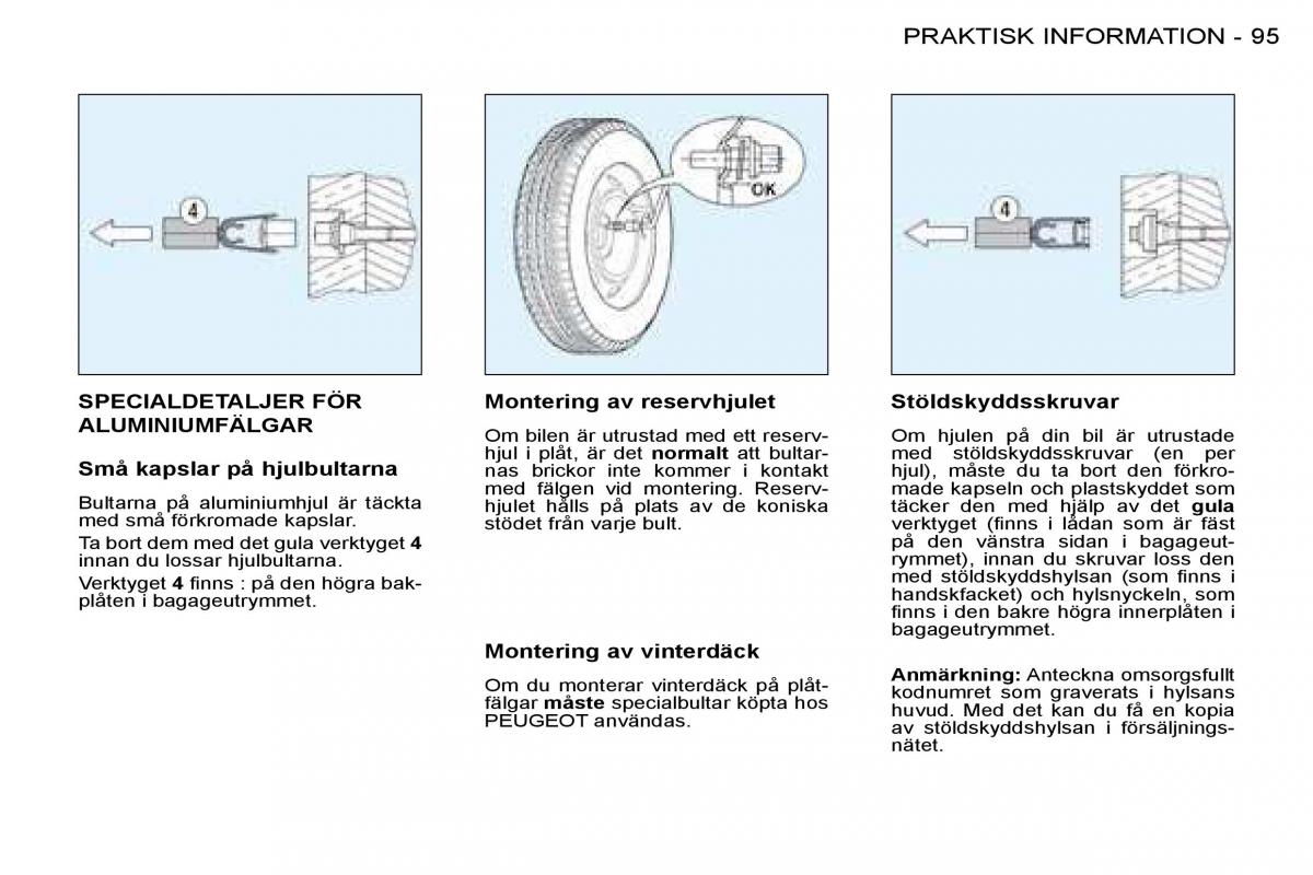 Peugeot 206 instruktionsbok / page 101