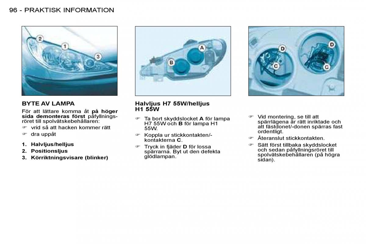 Peugeot 206 instruktionsbok / page 102