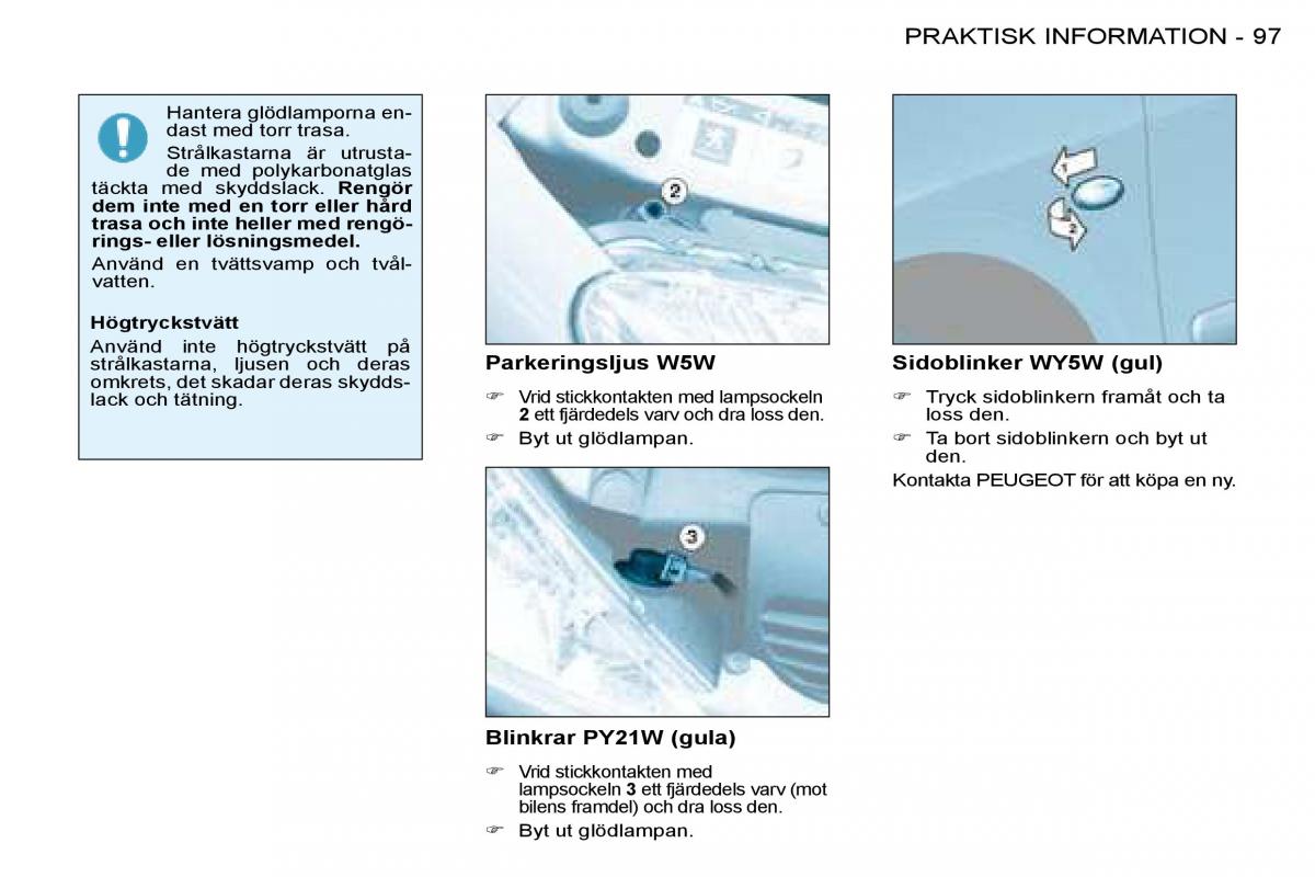 Peugeot 206 instruktionsbok / page 103