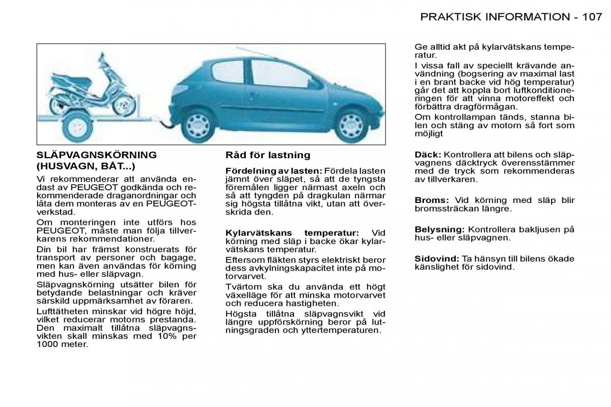 Peugeot 206 instruktionsbok / page 114