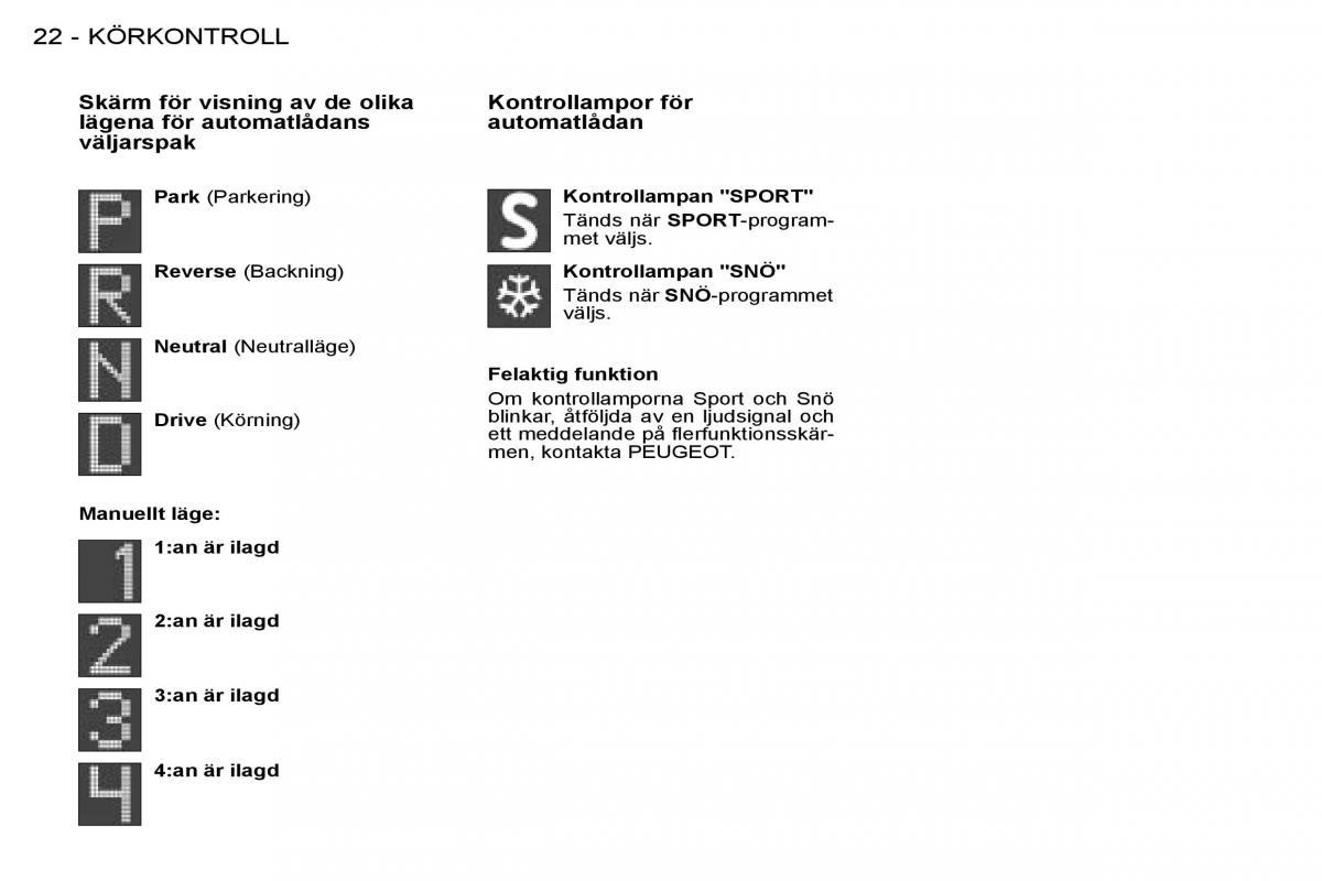 Peugeot 206 instruktionsbok / page 20