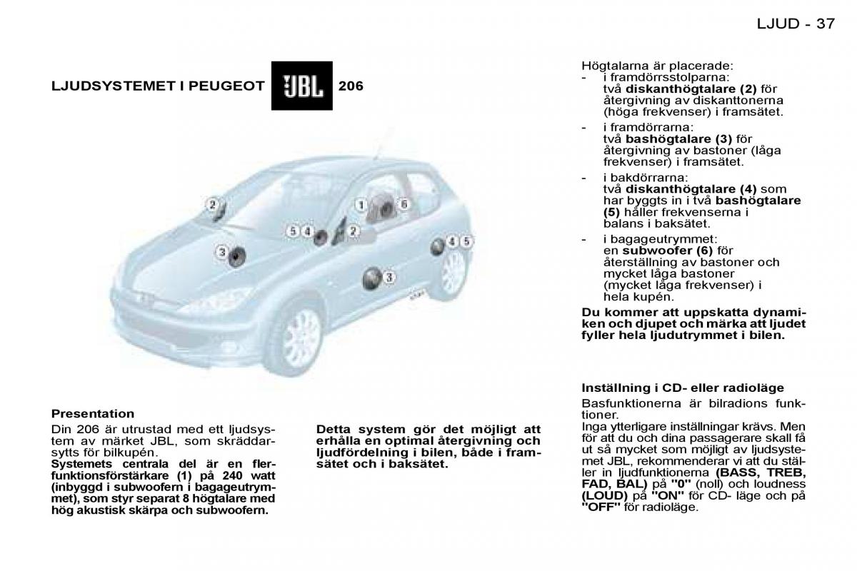 Peugeot 206 instruktionsbok / page 36