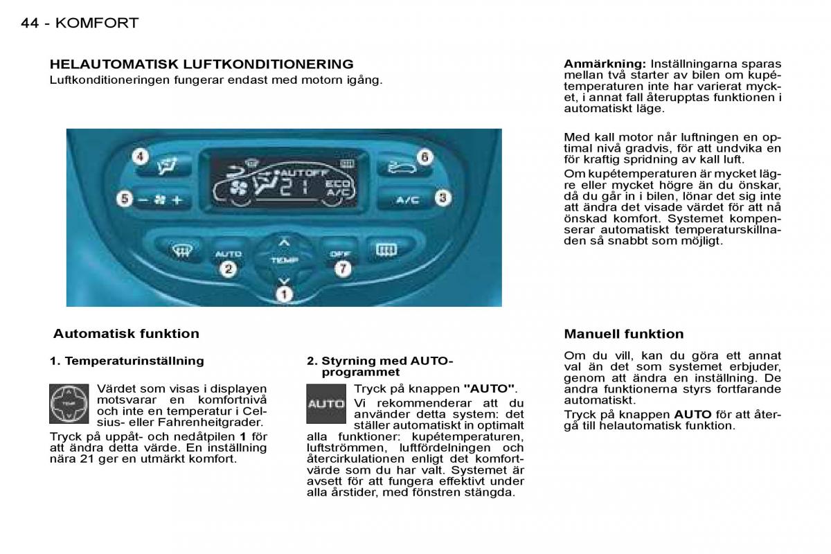 Peugeot 206 instruktionsbok / page 43