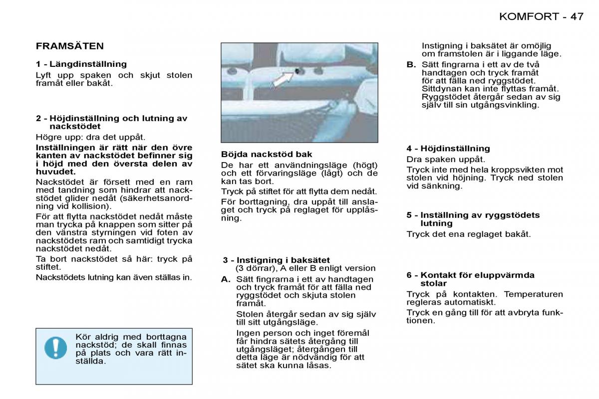 Peugeot 206 instruktionsbok / page 46