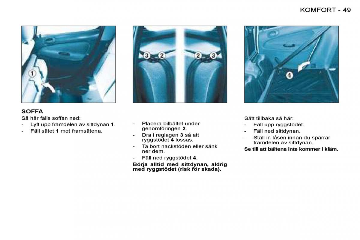 Peugeot 206 instruktionsbok / page 49