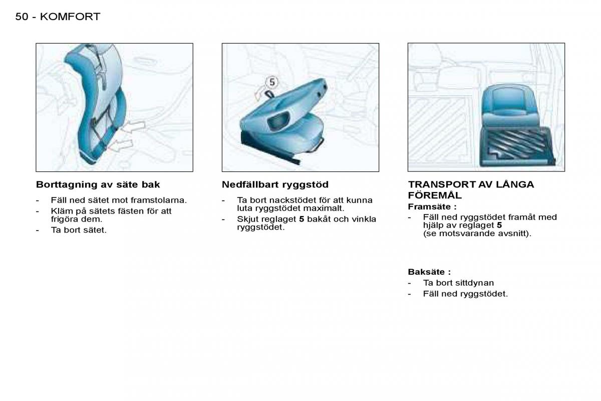 Peugeot 206 instruktionsbok / page 50