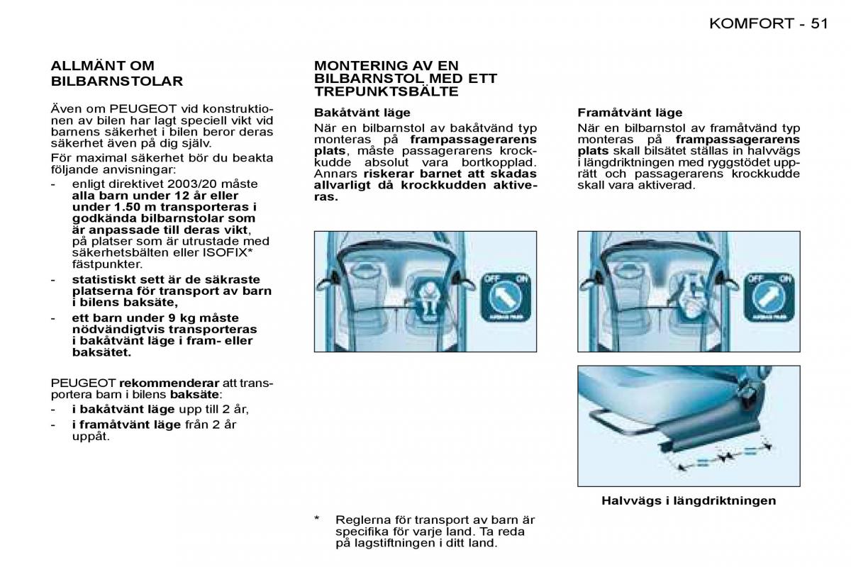 Peugeot 206 instruktionsbok / page 52