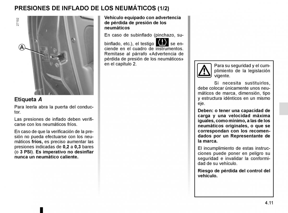 Renault Master III 3 manual del propietario / page 201