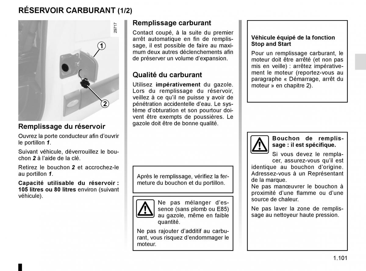 Renault Master III 3 manuel du proprietaire / page 107